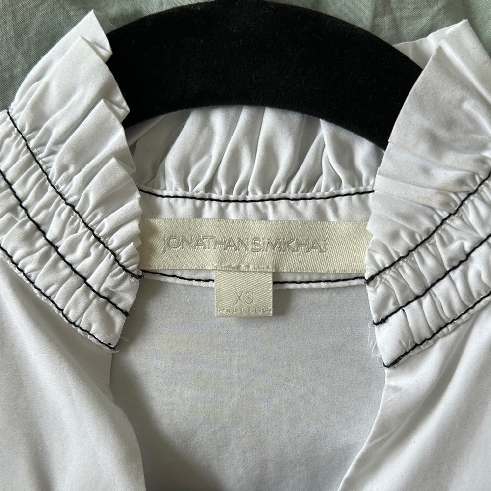 Jonathan Simkhai White Ruffled Top - Picture 3 of 4